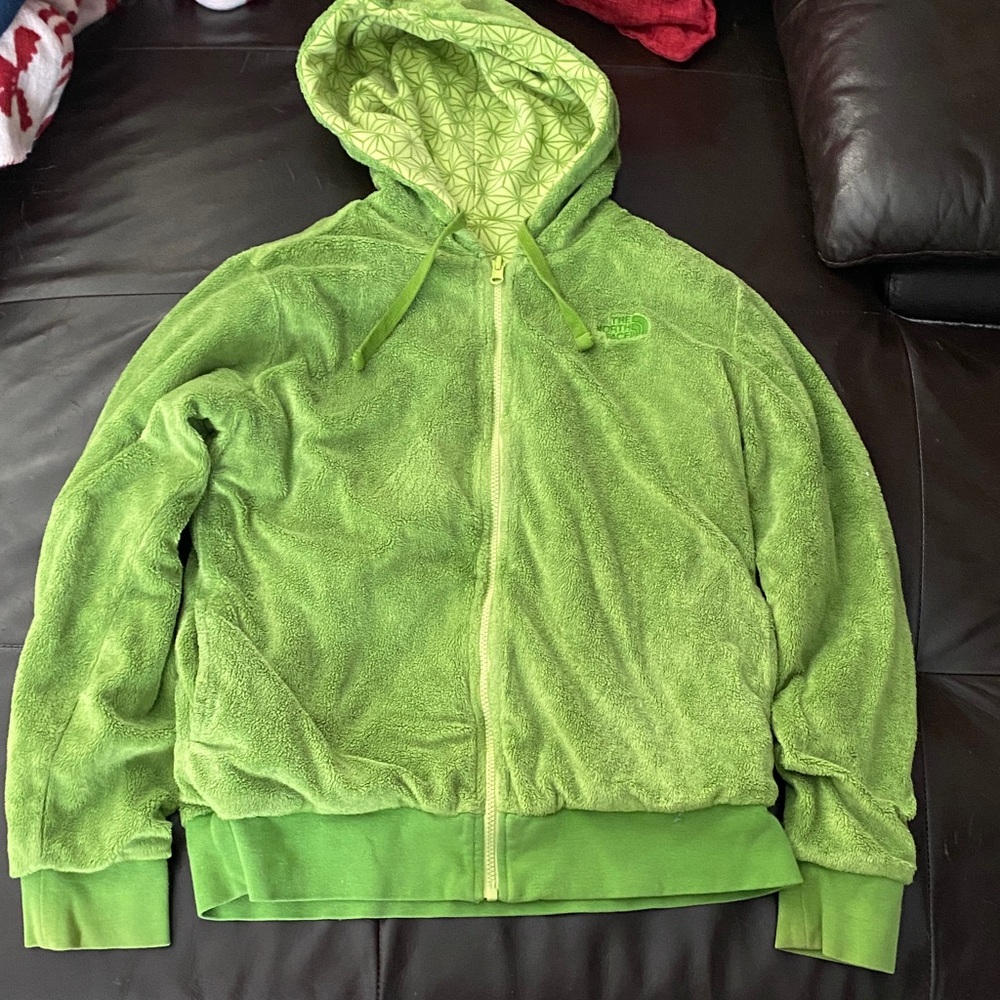 The North Face Bright Green woman’s size small Hoodie Jacket reversible